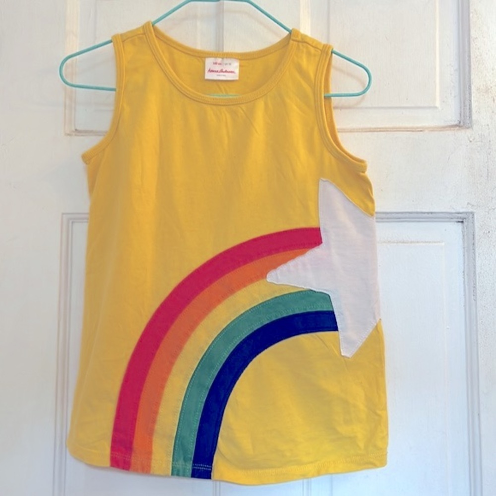 Hanna Andersson girls rainbow appliqué tank top in size 10